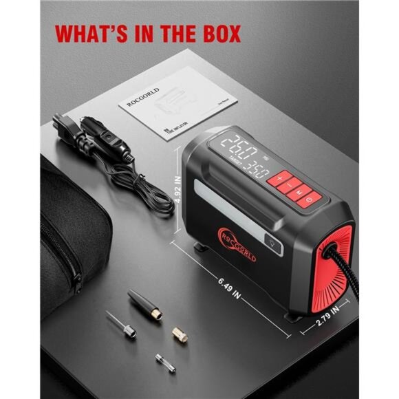 Tire Inflator Portable Air Compressor,DC 12V Air Compressor Portable with Screen - Picture 6 of 7